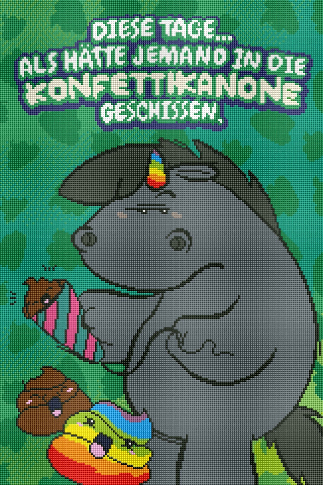 Diamond Painting Bild Grummeleinhorn "KONFETTIKANONE" von Pummeleinhorn 40x60cm (inkl. Strass) TSS-687