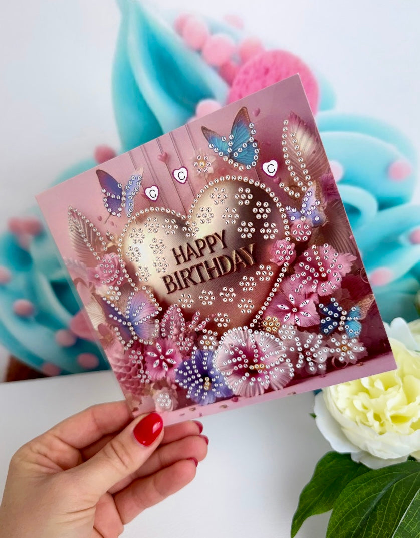 Diamond Painting "Happy Birthday" Grußkarten 8er Set K044