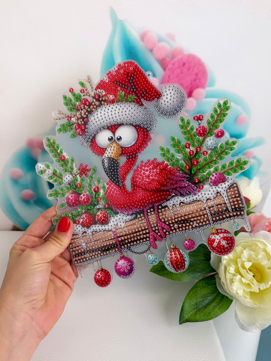 Diamond Painting XMAS Anhänger "Freaky Flamingo" 23x23cm (AH942)