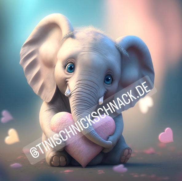Diamond Painting Bild "Kleiner Elefant" von AI-Artist Volasuki (40x40cm) eckige Steine