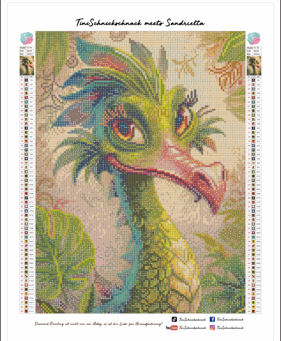 Diamond Painting Bild Fabelwesen Portrait "Auri" von AI-Artist Sandrietta_ai (inkl. Feenstaub) 30x40cm TSS-708