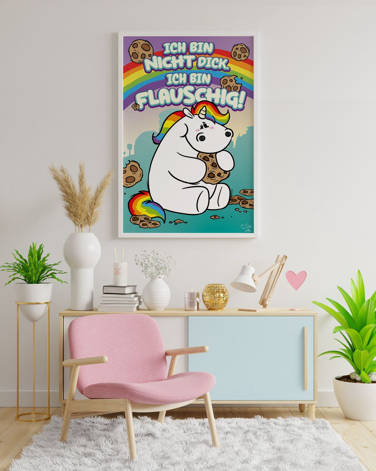 Diamond Painting Bild "NICHT DICK SONDERN FLAUSCHIG" von Pummeleinhorn 40x60cm (inkl. Fairy Dust)
