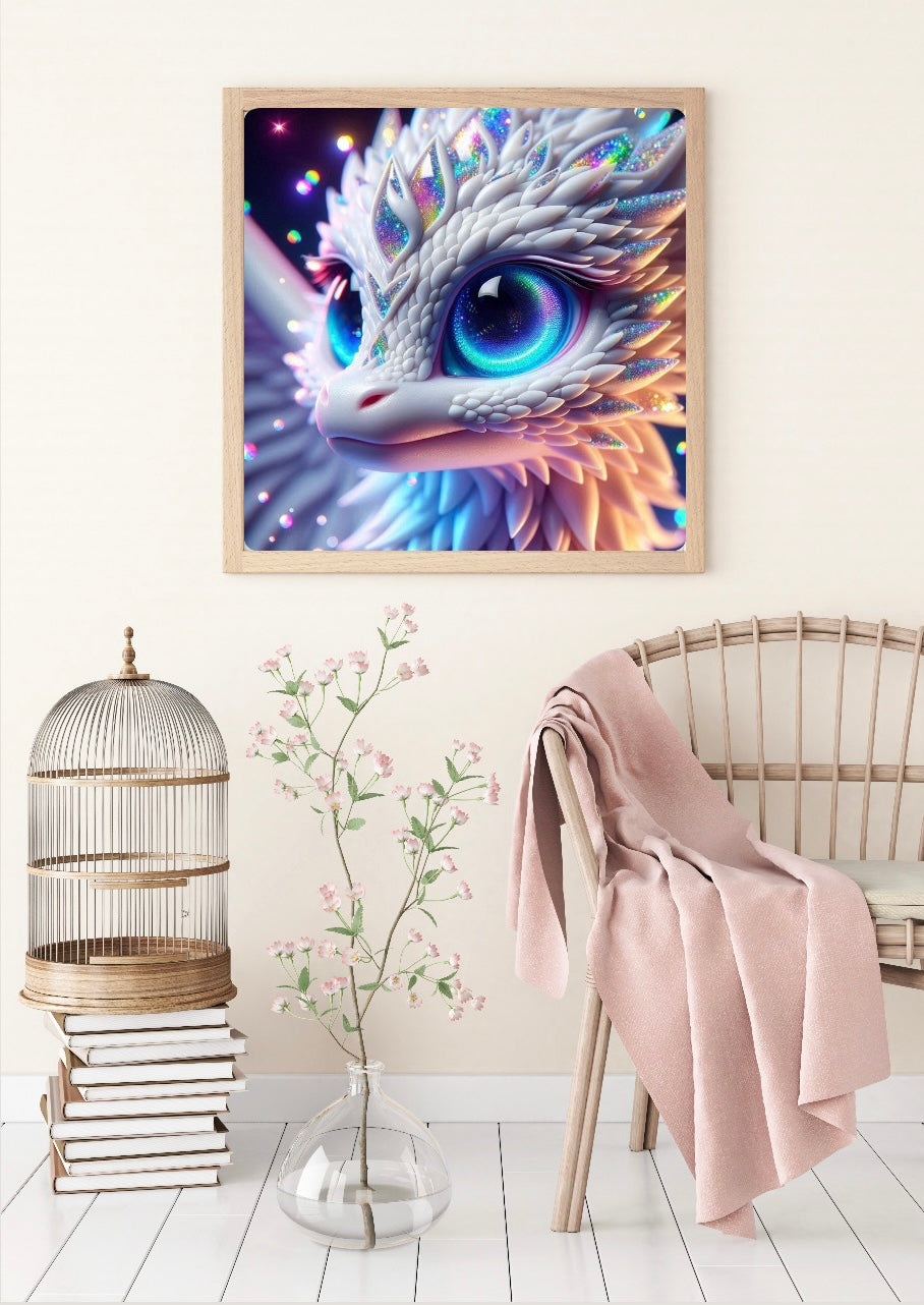 Diamond Painting Bild Drache „Celeste" von AI-Artist Lexxy.ai 50x50cm (inkl. Metallic) TSS-529