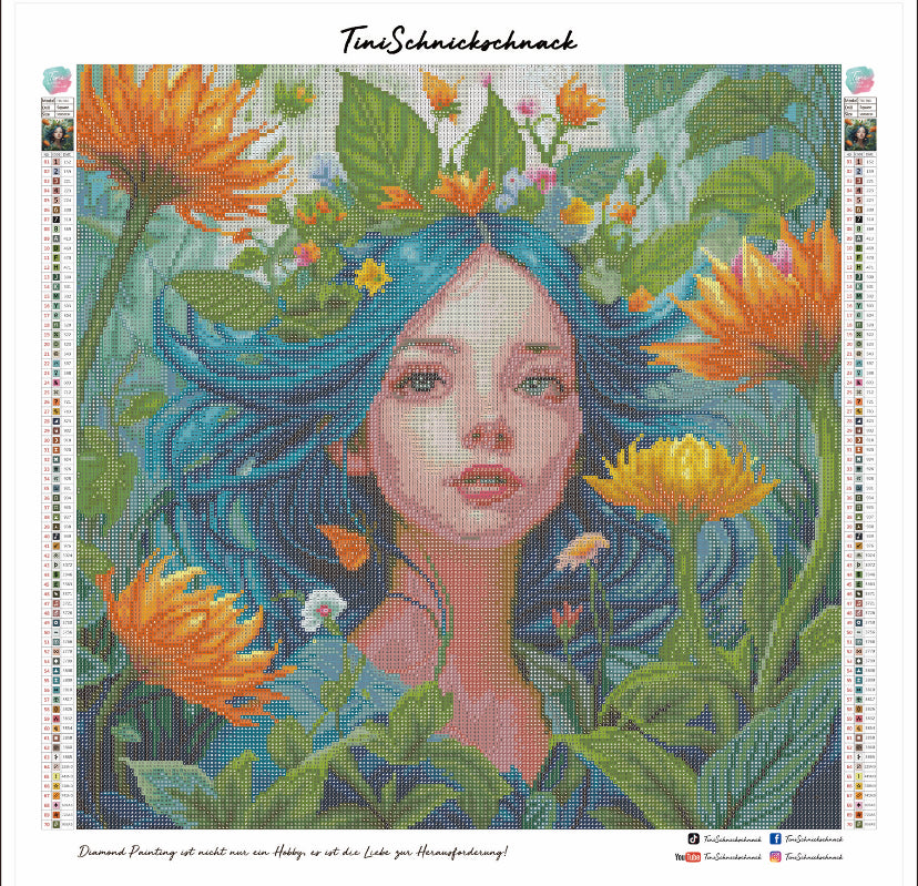 Diamond Painting TiniSchnickschnack Bild Waldfrau"Lora" 50x50cm (inkl. Fairy Dust)