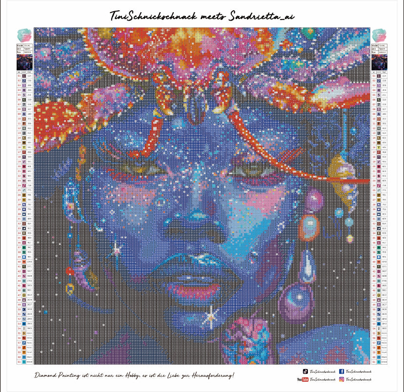 Diamond Painting Bild "Lady Maris" von AI-Artist Sandrietta_ai 50x50cm (inkl. Neon Stones) TSS-342