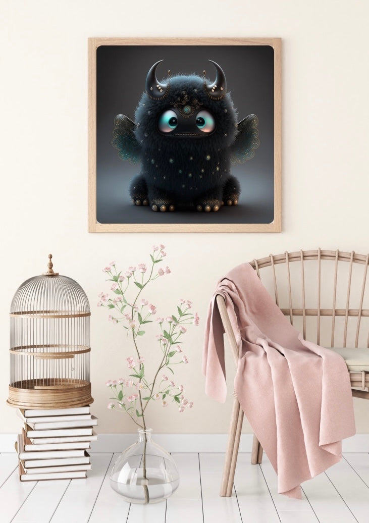 Diamond Painting Bild "Blacki" von AI-Artist Sandrietta_ai 50x50cm (eckige Steine)