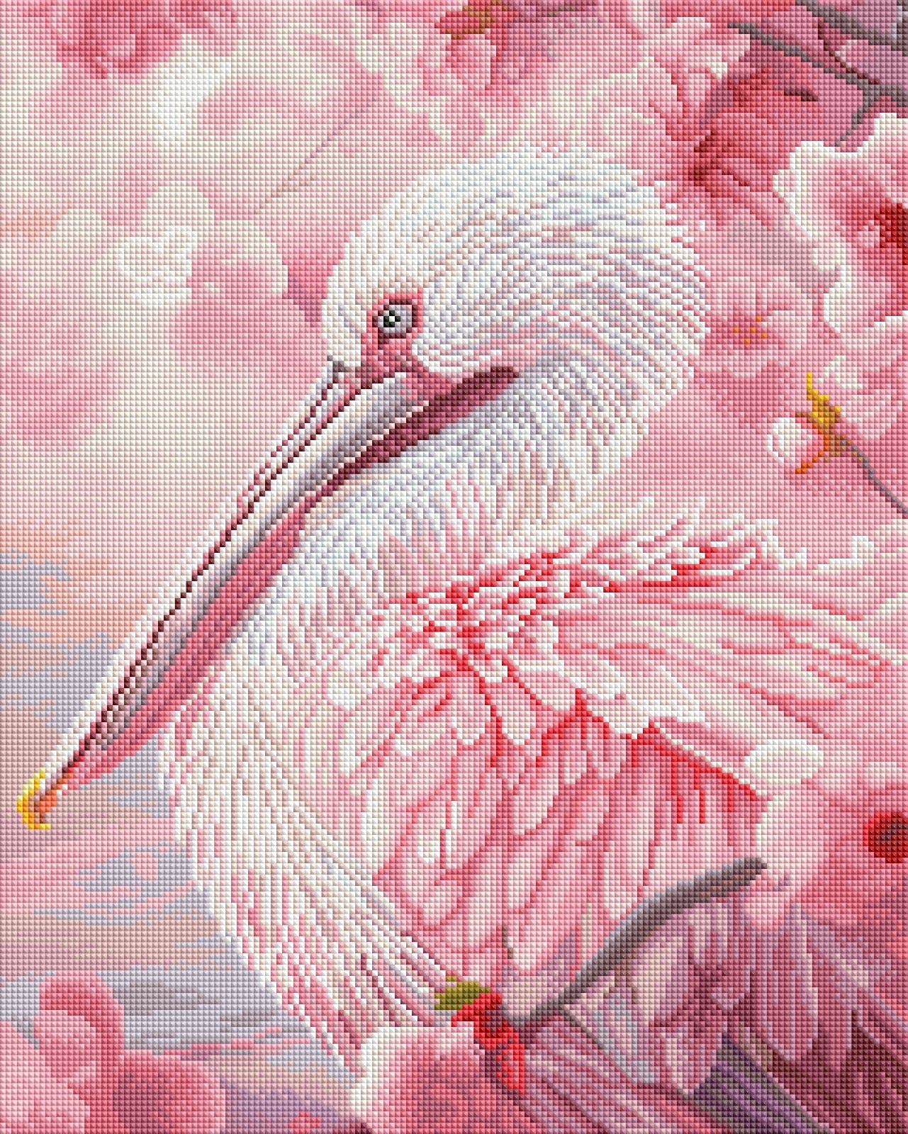 Diamond Painting Bild "Pinky Pelikan" von AI-Artist Sandrietta_ai (inkl. Feenstaub) 40x50cm TSS-662