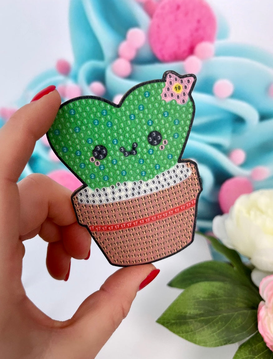 Diamond Painting Untersetzer Kawaii "Kakteen" 10 Stück U15