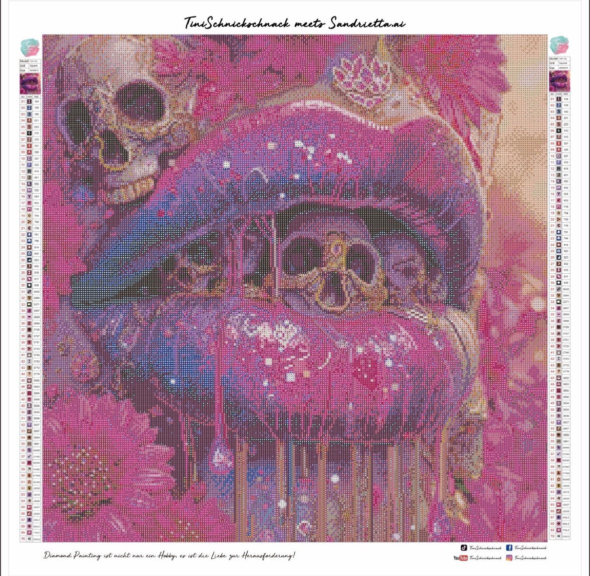 Diamond Painting Bild "Glossy Lips" von AI-Artist Sandrietta_ai 60x60cm (inkl. Feenstaub) TSS-711