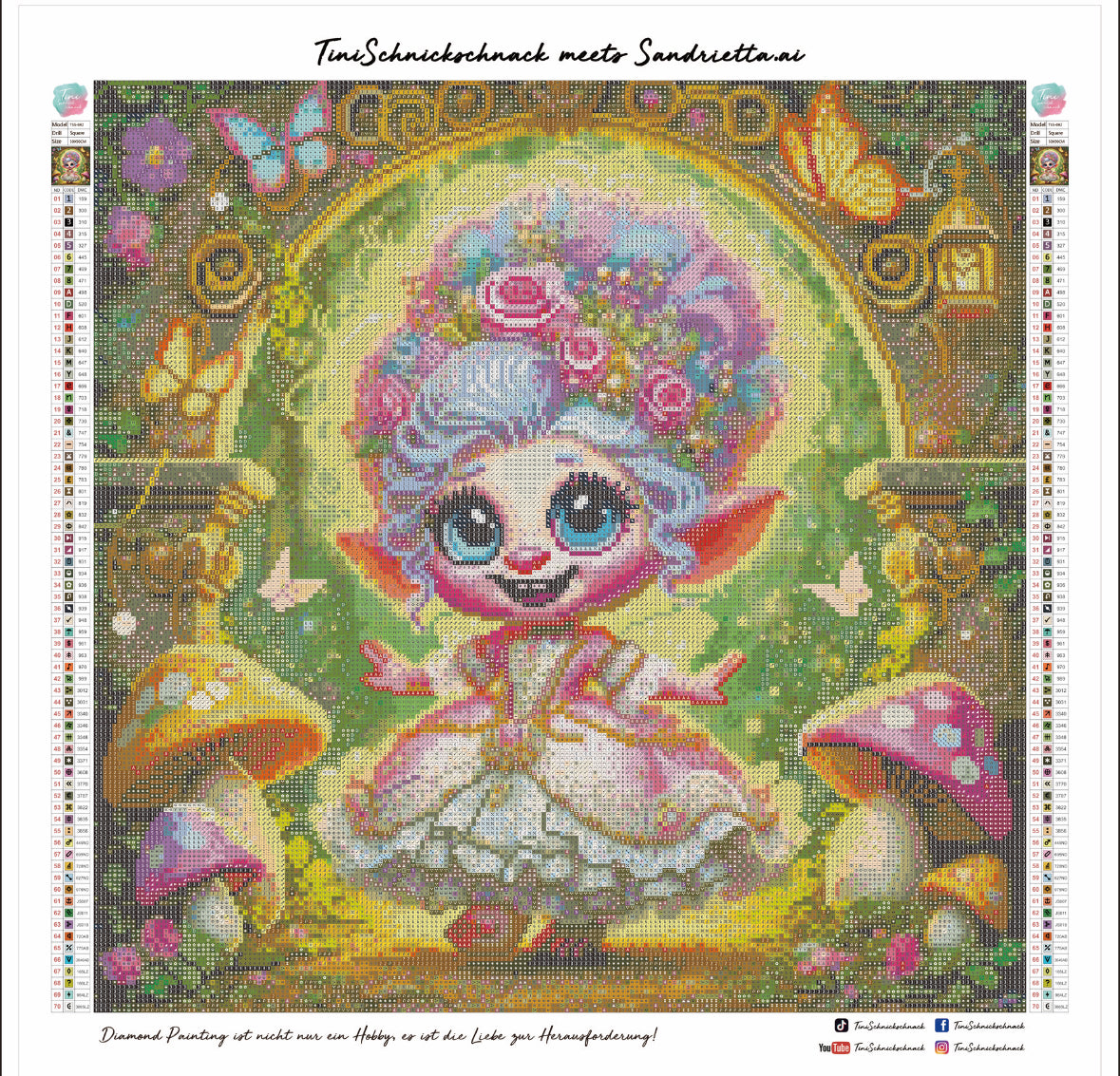 Diamond Painting Bild Madame "Trollina" von AI-Artist Sandrietta_ai (inkl. Feenstaub) 50x50cm TSS-692