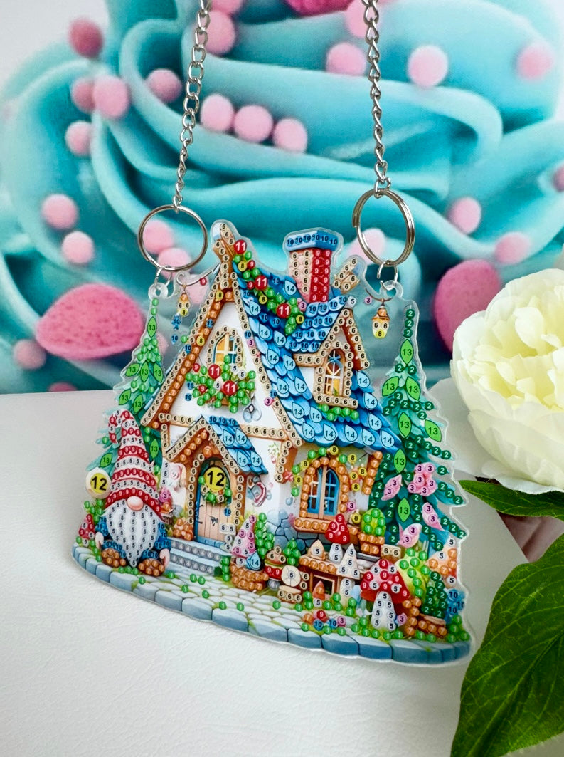 Diamond Painting Anhänger "Kleines Zwergenhaus" 15x14cm (AH014)