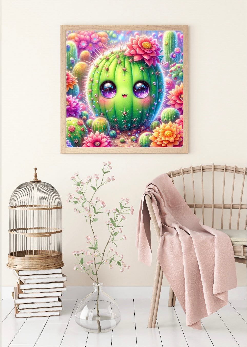 Diamond Painting Bild Kawaii Kaktus "Pika" von AI-Artist Sandrietta_ai 50x50cm (Sondersteine-Special) TSS-571