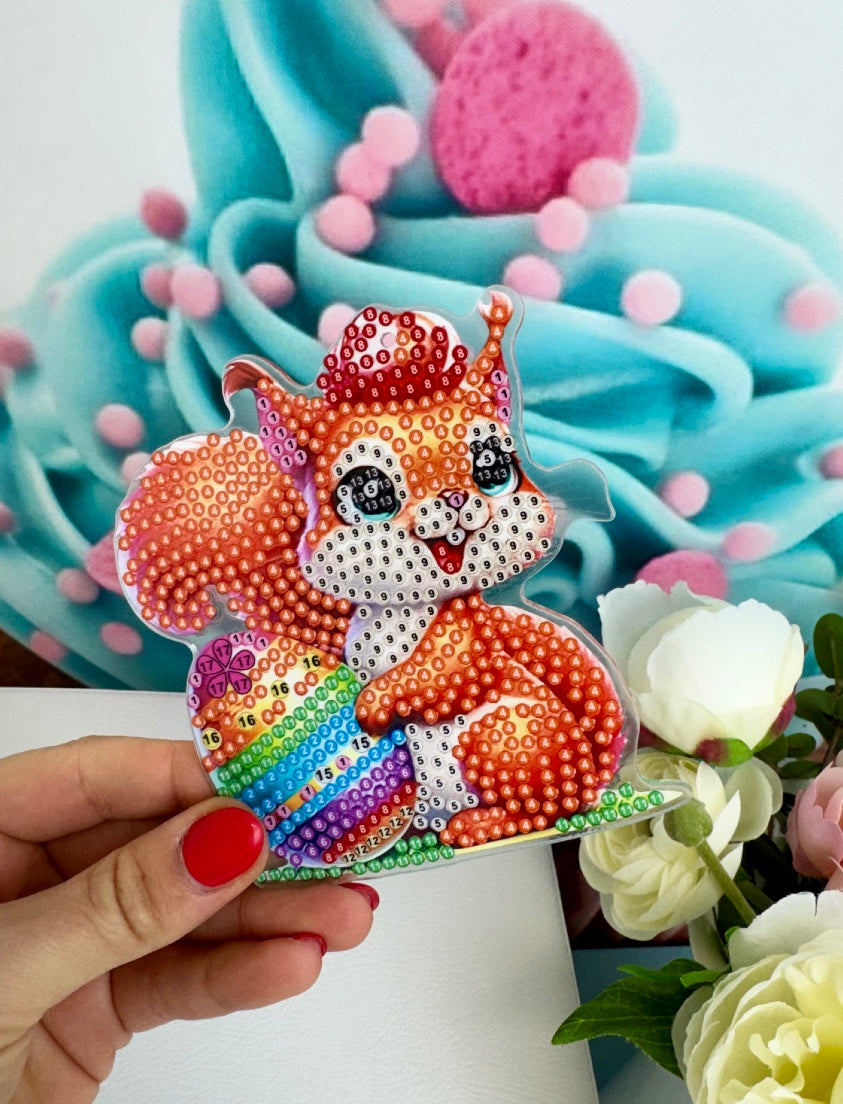 Diamond Painting XL Schlüsselanhänger "Oster-Tierkinder" 6 Stück Anhänger ca 12cm (Set) (AH507)