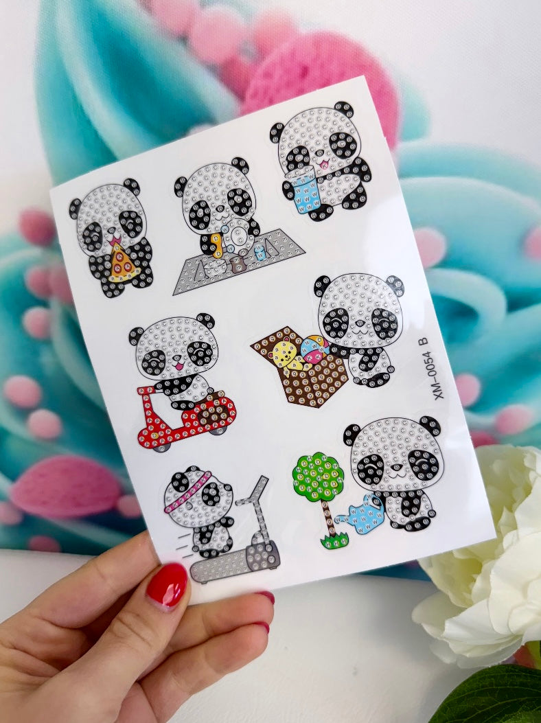 *VORVERKAUF! Diamond Painting Sticker Set "Kawaii-Pandas" 16 Stück (ST0054)