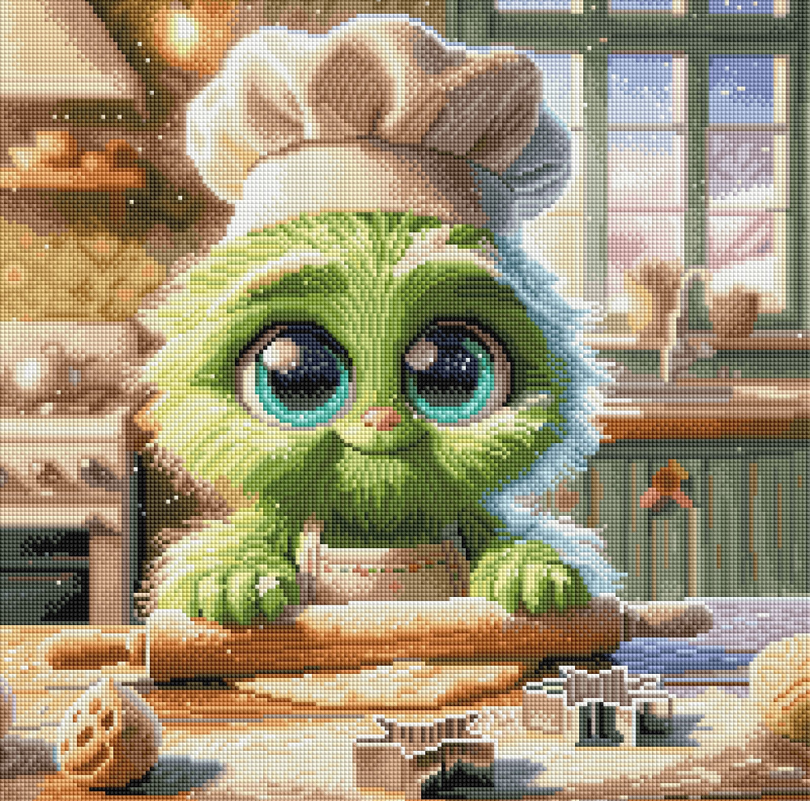 Diamond Painting Bild "Bommel Bäckermeister" von AI-Artist Sandrietta_ai (inkl. Feenstaub) 50x50cm TSS-598