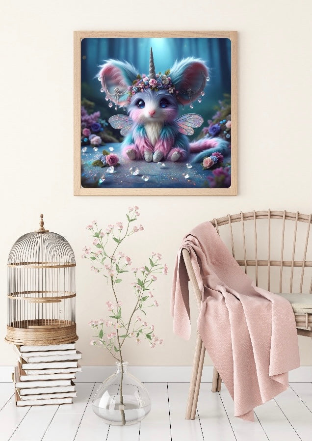 Diamond Painting Bild "Fairy Mouse" von AI-Artist Sandrietta_ai 50x50cm (inkl. Fairy Dust)