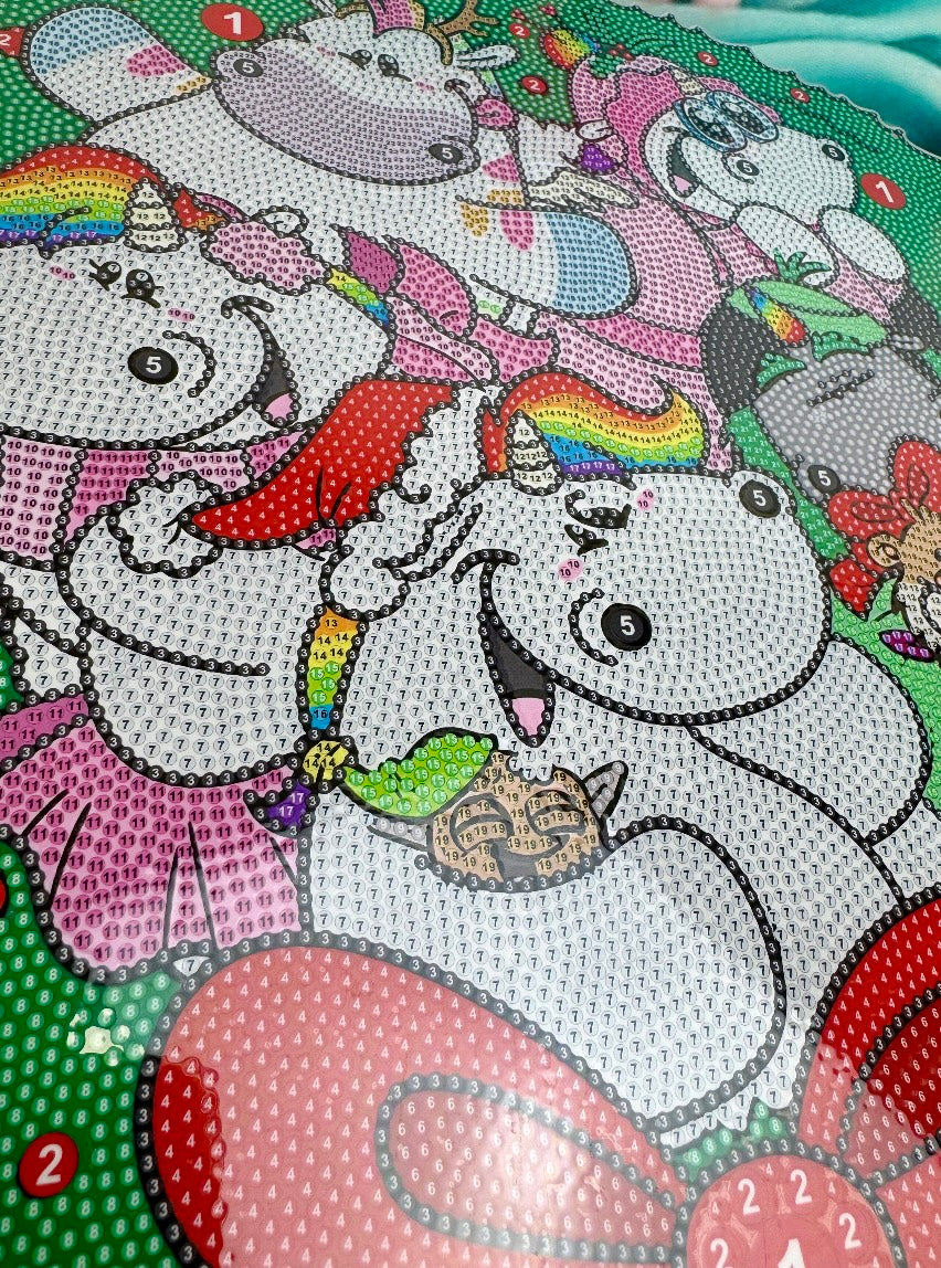 Diamond Painting Pummeleinhorn XMAS XXL Anhänger "Pummel & Family" 45x50cm (AH100)
