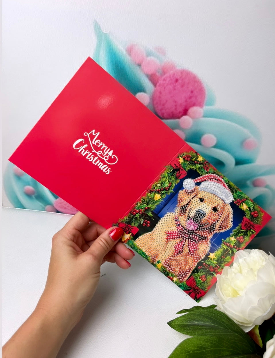 Diamond Painting Grußkarten XMAS "Welpen & Kittys" 8er Set (K25)