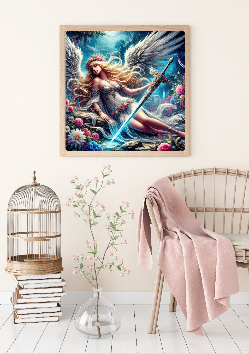 Diamond Painting Bild Engelskämpferin "Seraphina" von AI-Artist Sandrietta_ai 80x80cm (inkl. Metallic) TSS-494