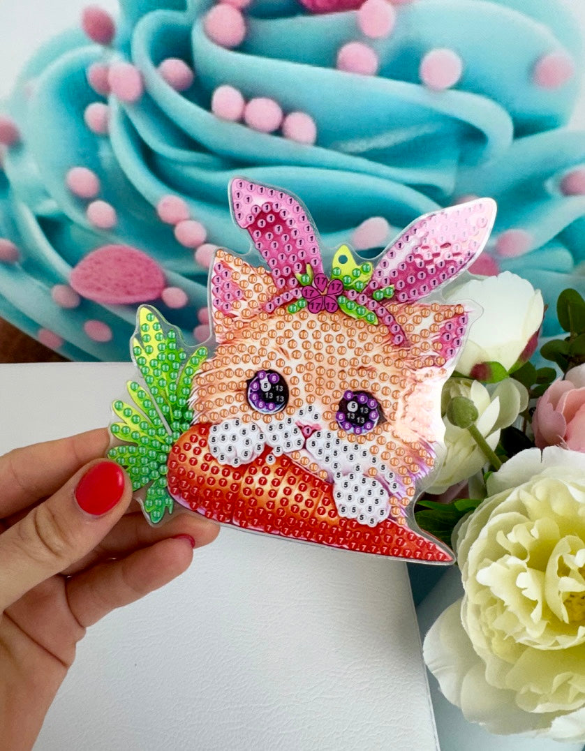 Diamond Painting XL Schlüsselanhänger "Oster-Tierkinder" 6 Stück Anhänger ca 12cm (Set) (AH507)