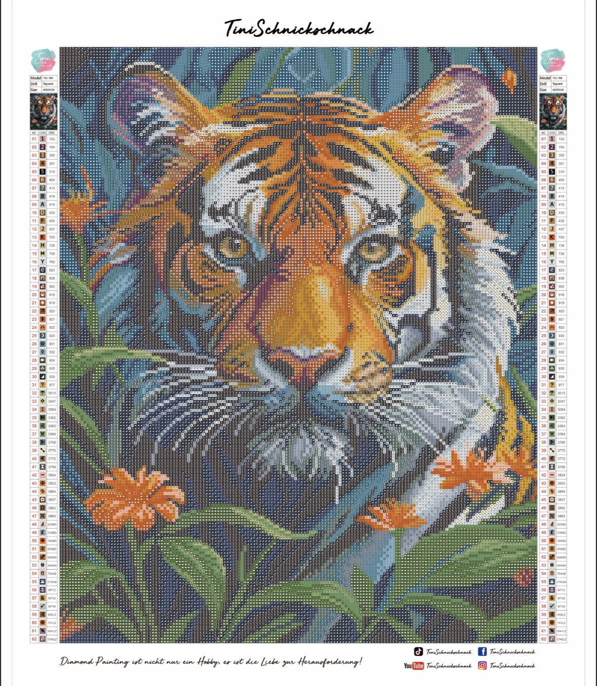 Diamond Painting Bild "Dschungel-Tiger" von TiniSchnickschnack 40x50cm (inkl. Feenstaub) TSS-788