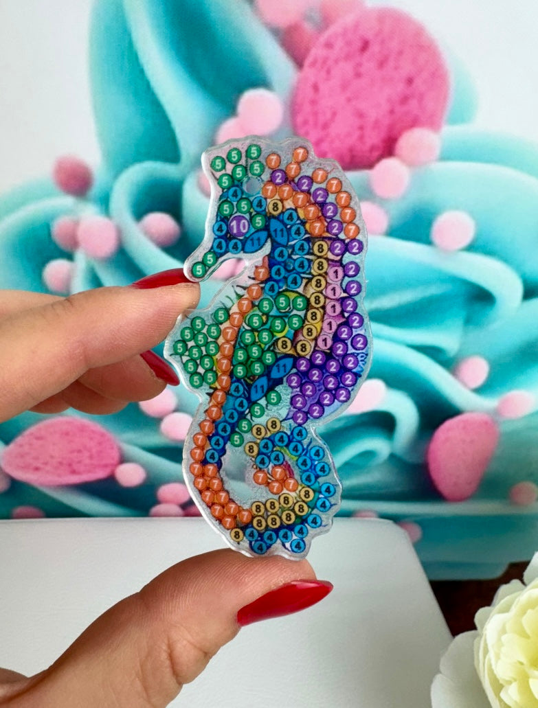 Diamond Painting Schlüsselanhänger "Seepferdchen" 8 Stück Anhänger