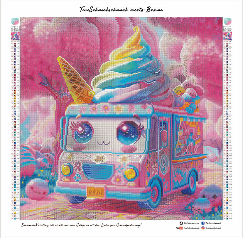 Diamond Painting Bild "Candy-Car" von AI-Artist Bex.ai 50x50cm (inkl. Fairy Dust)