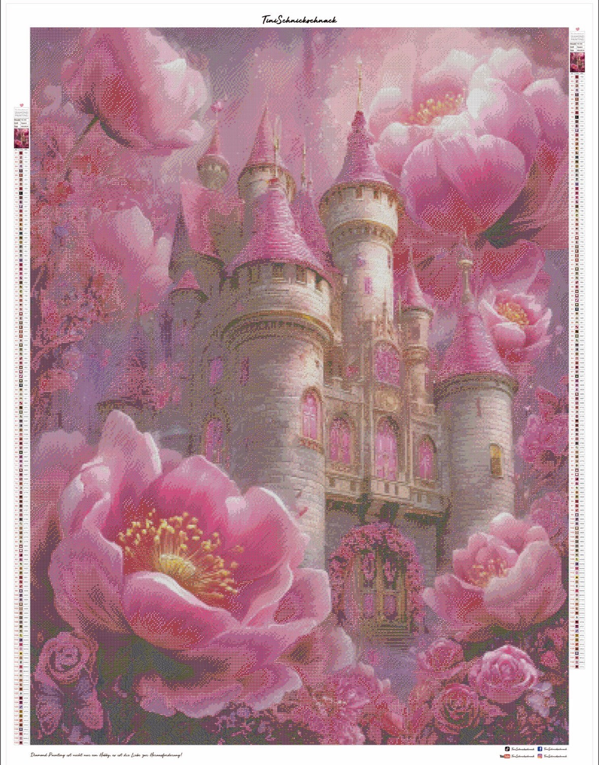 Diamond Painting XXL Bild "Rosarotes Märchenschloss" von AI-Artist Elly_a.i (Sondersteine-Special) 90x120cm TSS-902