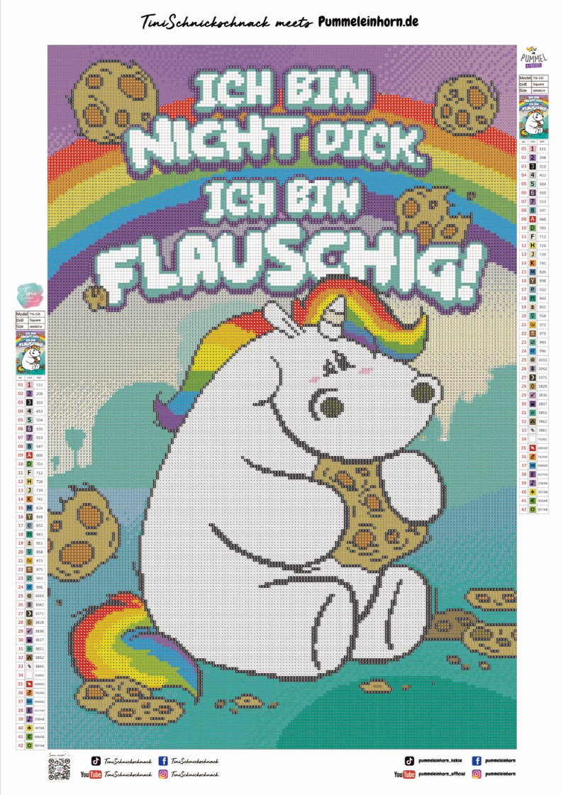 Diamond Painting Bild "NICHT DICK SONDERN FLAUSCHIG" von Pummeleinhorn 40x60cm (inkl. Fairy Dust)