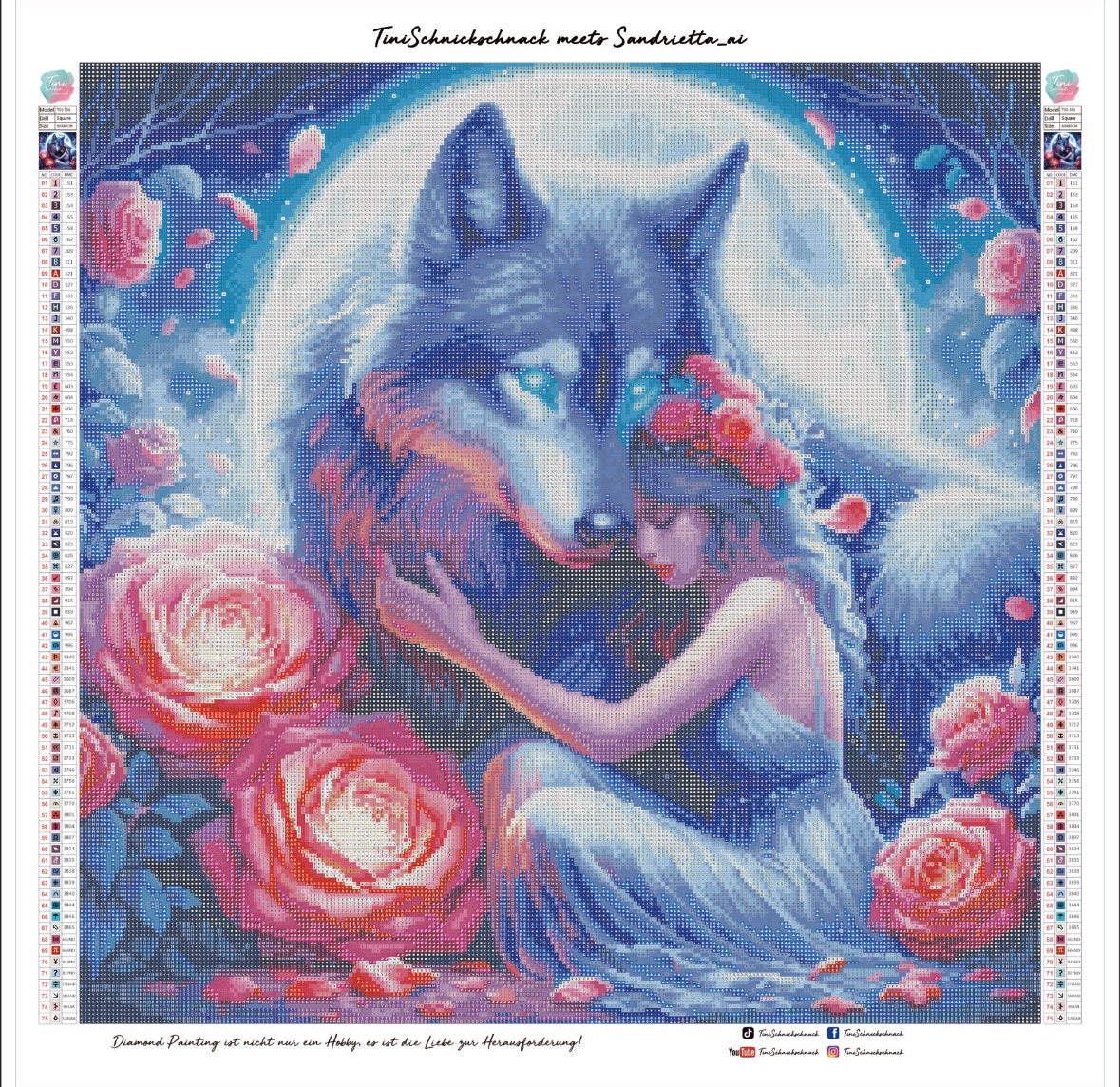 Diamond Painting Bild "Seelenmond" von AI-Artist Sandrietta.ai 60x60cm (inkl. Fairy Dust) TSS-506