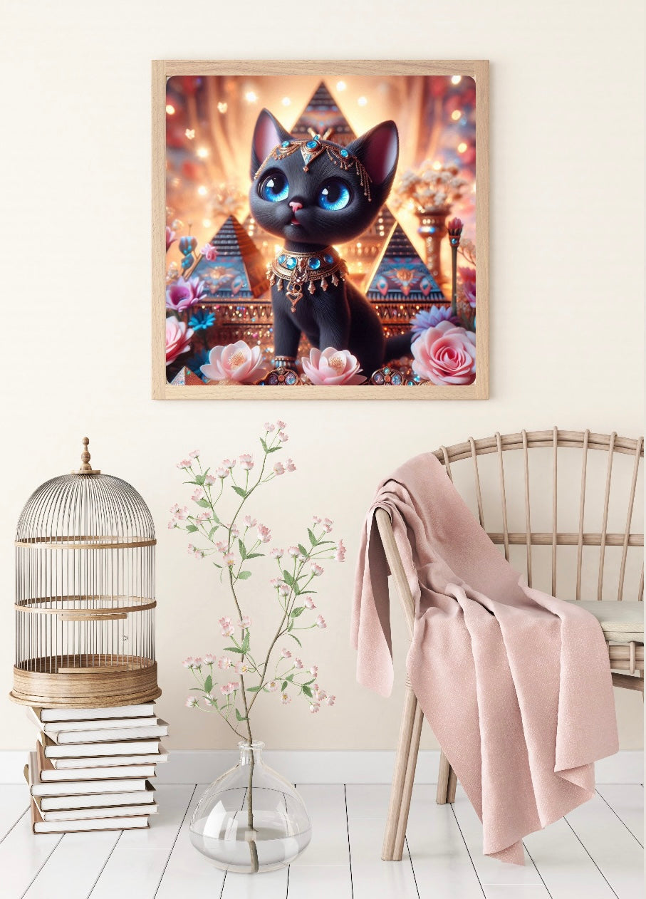 Diamond Painting Bild Katze "Miu-Solara" von AI-Artist Lexxy.ai 50x50cm (inkl. Fairy Dust)