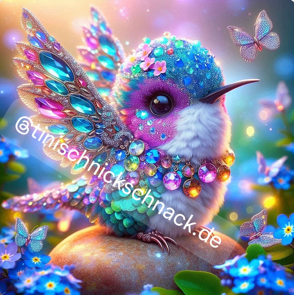 Diamond Painting Bild "Kolibri" von AI-Artist Sandrietta_ai 60x60cm (Sondersteine-Special) TSS-573