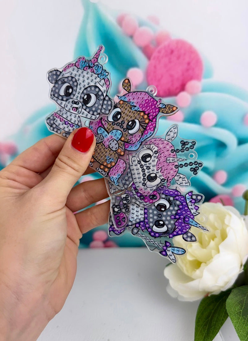 Diamond Painting Schlüsselanhänger "Schnubbi-Mix" 6 Stück Anhänger (Set103)