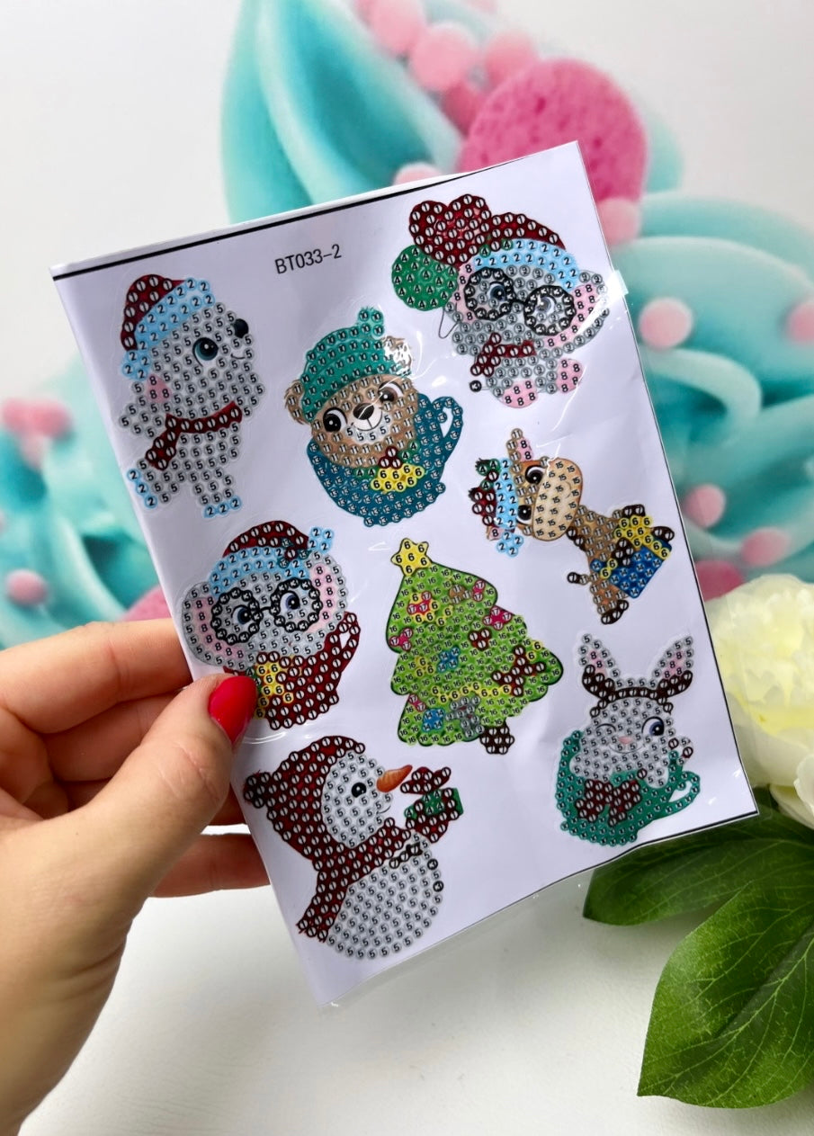 Diamond Painting Sticker Set "Xmas-Animals" (ST033)