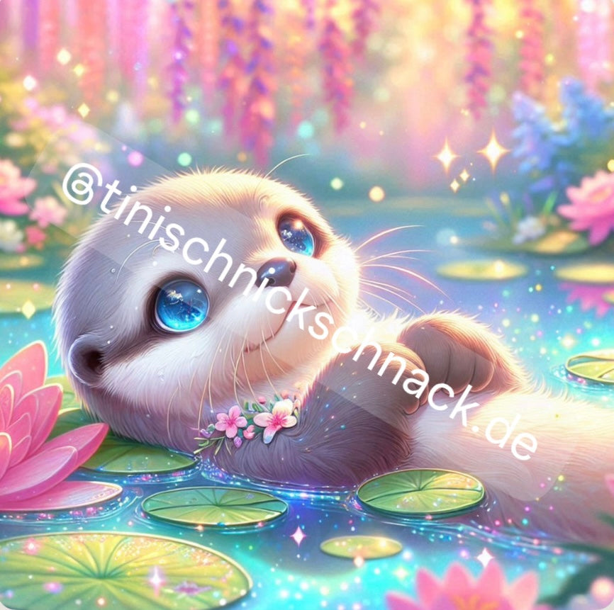 Diamond Painting Bild Otter „Matti" von AI-Artist Lexxy.ai 50x50cm (inkl. Metallic) TSS-561