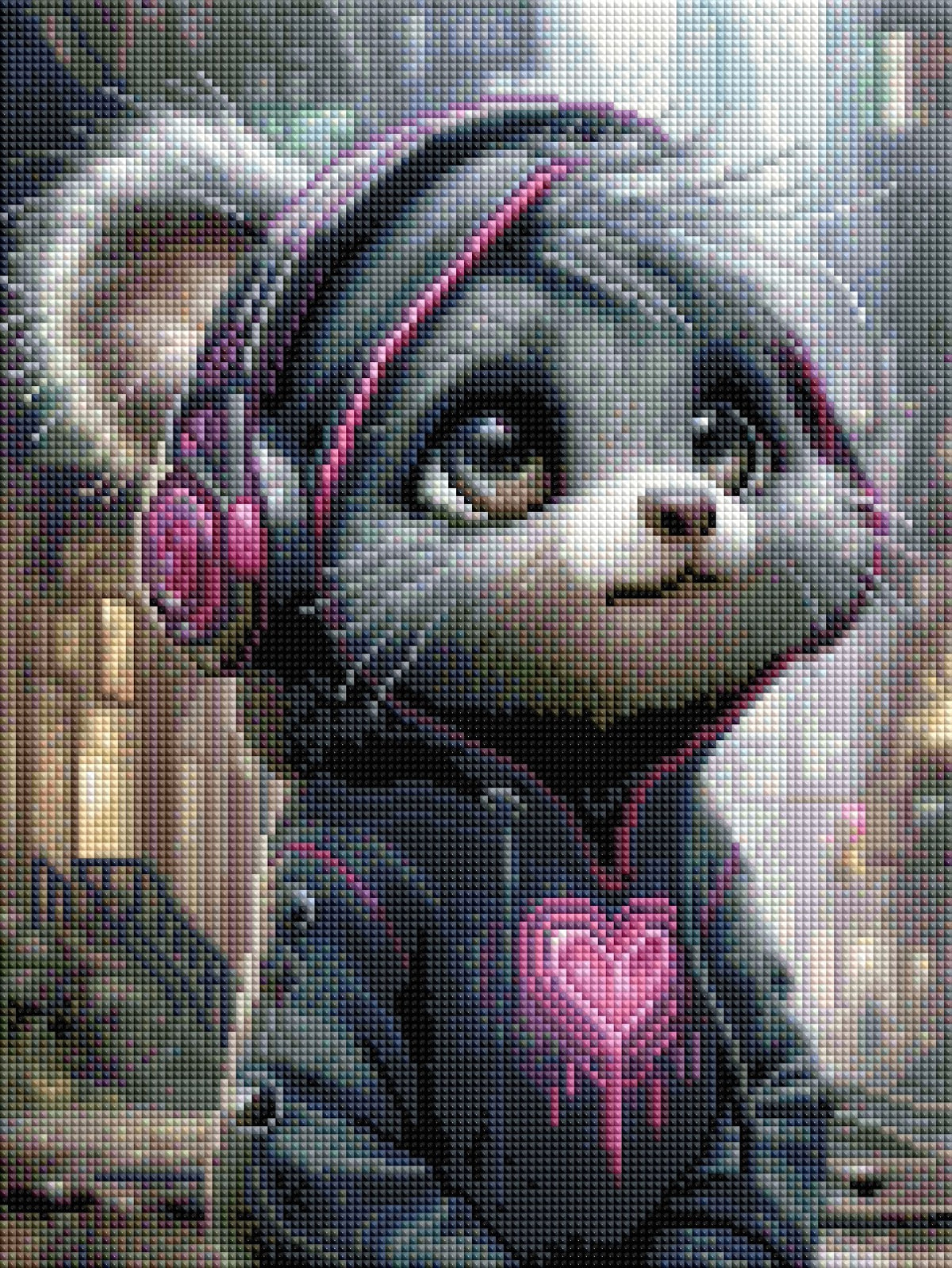 Diamond Painting Bild "Urban Beat-Bär" von AI-Artist Sandrietta_ai (inkl. Feenstaub) 30x40cm TSS-896
