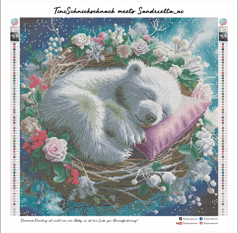 VORVERKAUF! Diamond Painting Bild "Kuschelnest-Eisbär" von AI-Artist Sandrietta_ai 50x50cm (inkl. Feenstaub) TSS-350