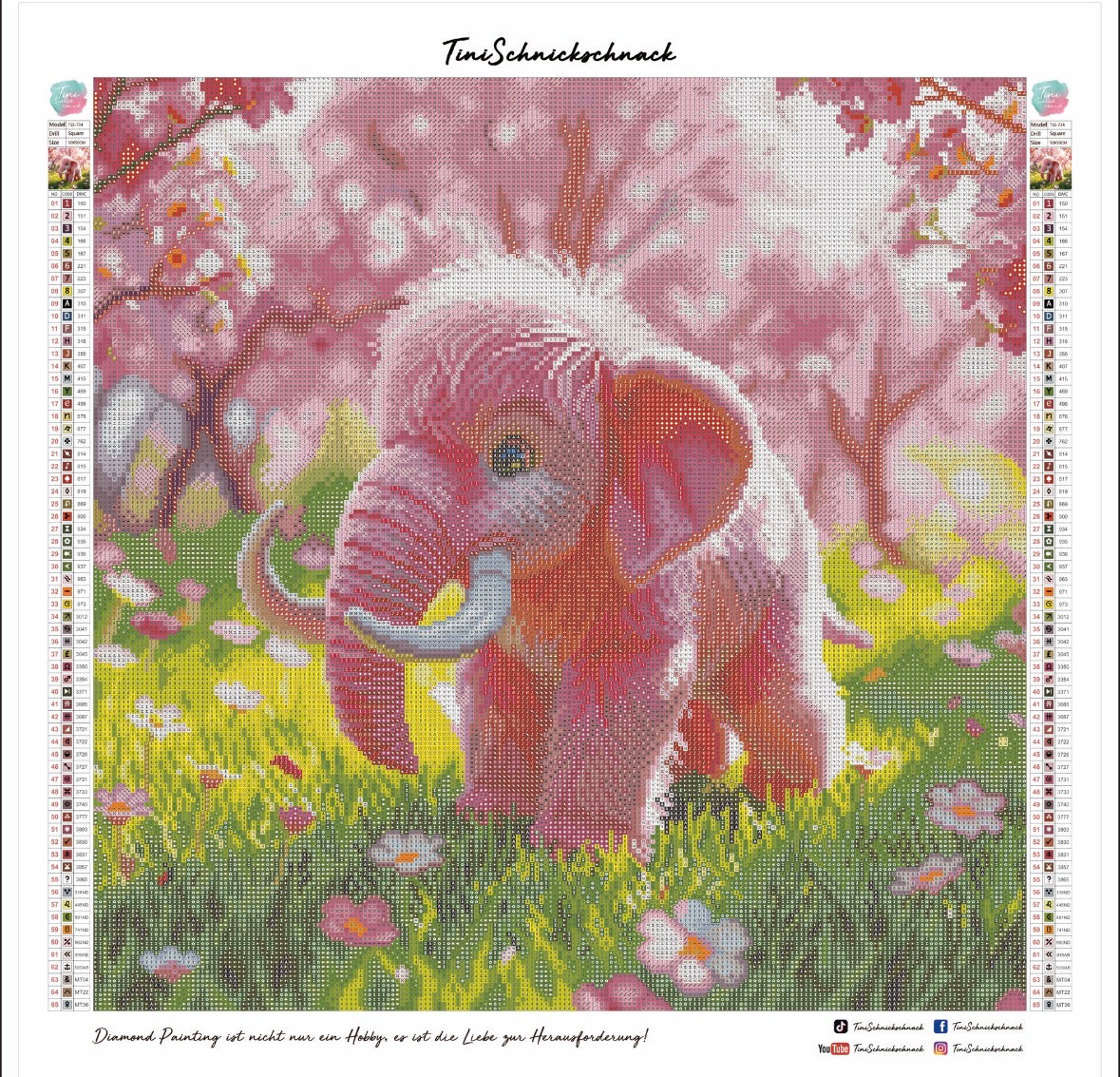 Diamond Painting Bild "Mammut-Baby Isabell" von TiniSchnickschnack (inkl. Feenstaub) 50x50cm TSS-734