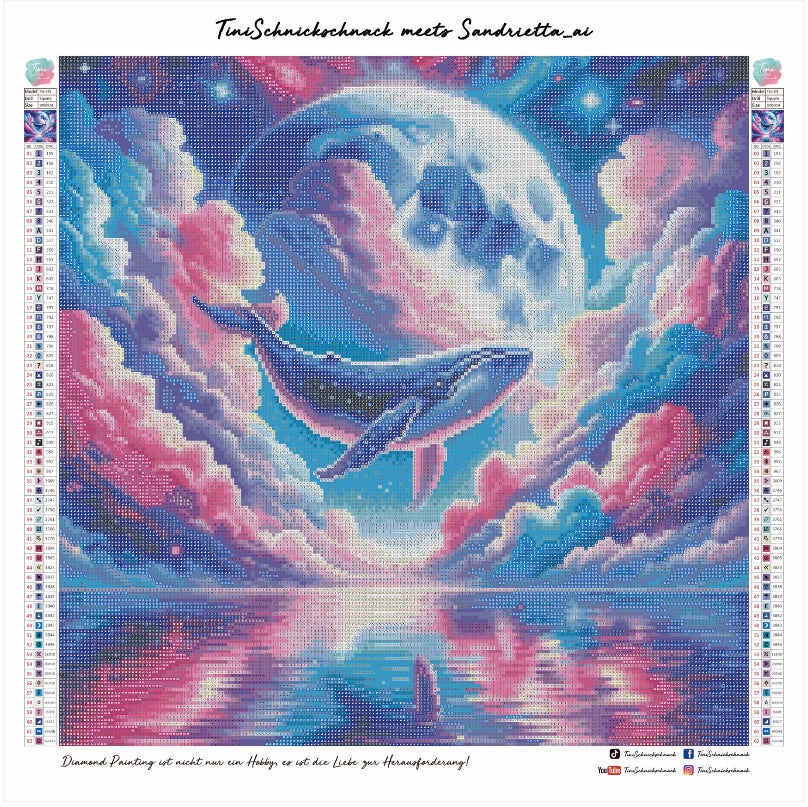 Diamond Painting Bild "Wal im Wolkenmeer" von AI-Artist Sandrietta_ai 50x50cm (inkl. Metallic)