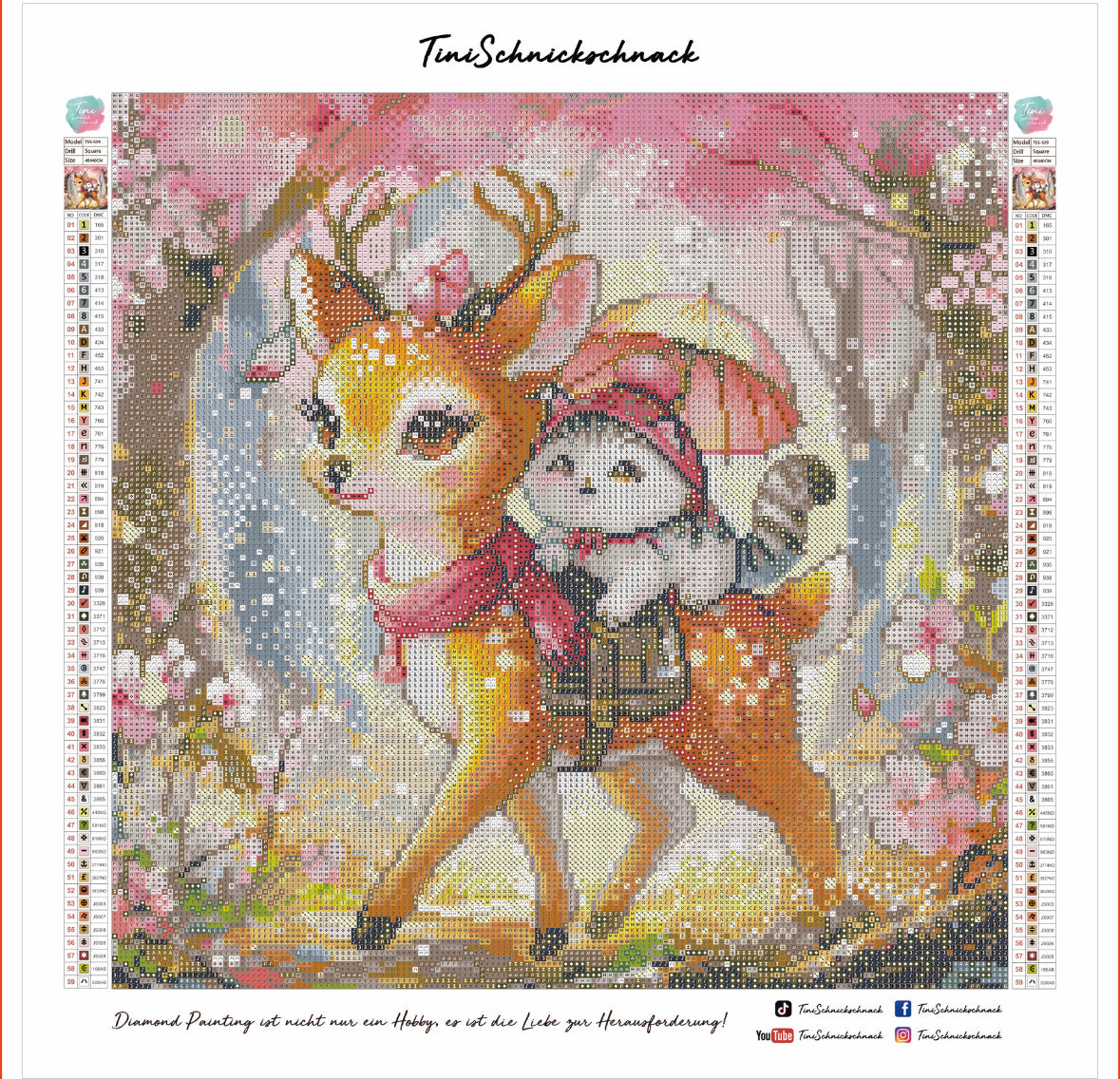 Diamond Painting Bild "Freunde im Blütenwald" von Lisa Morgan 40x40cm (inkl. Feenstaub) TSS-639