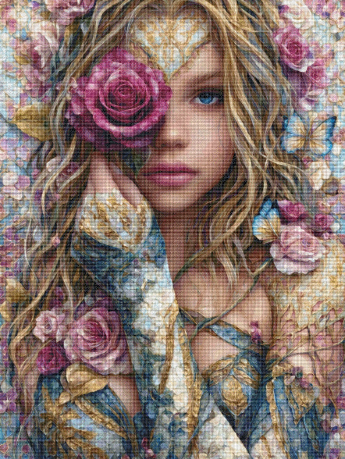 Diamond Painting XXL Bild "Amalia - Göttin der Rose" von AI-Artist Sandrietta_ai (110x146cm) TSS-820