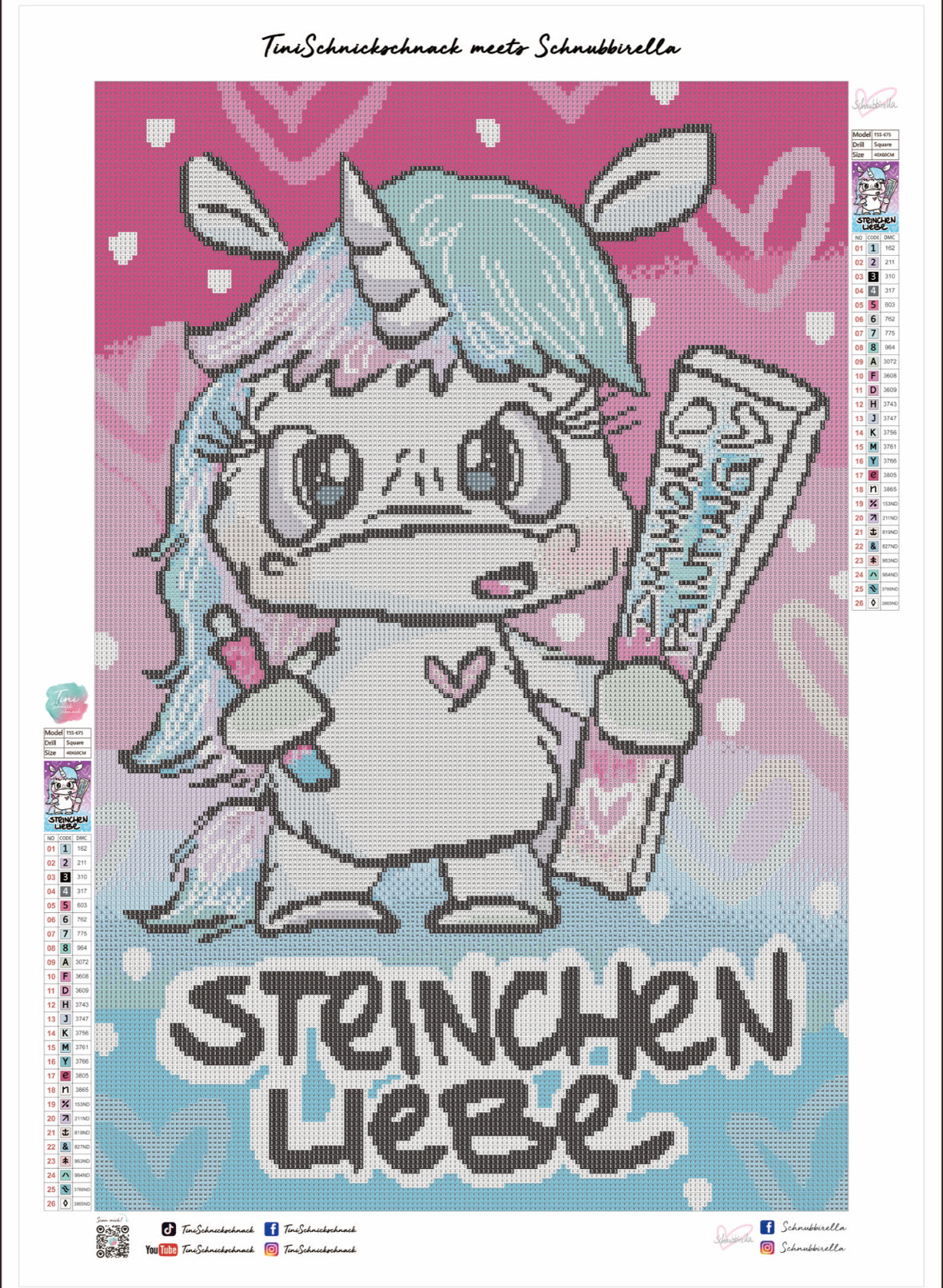 Diamond Painting Bild Schnubbi "Steinchen-Liebe" von Schnubbirella 40x60cm (inkl. Fairy Dust) TSS-675