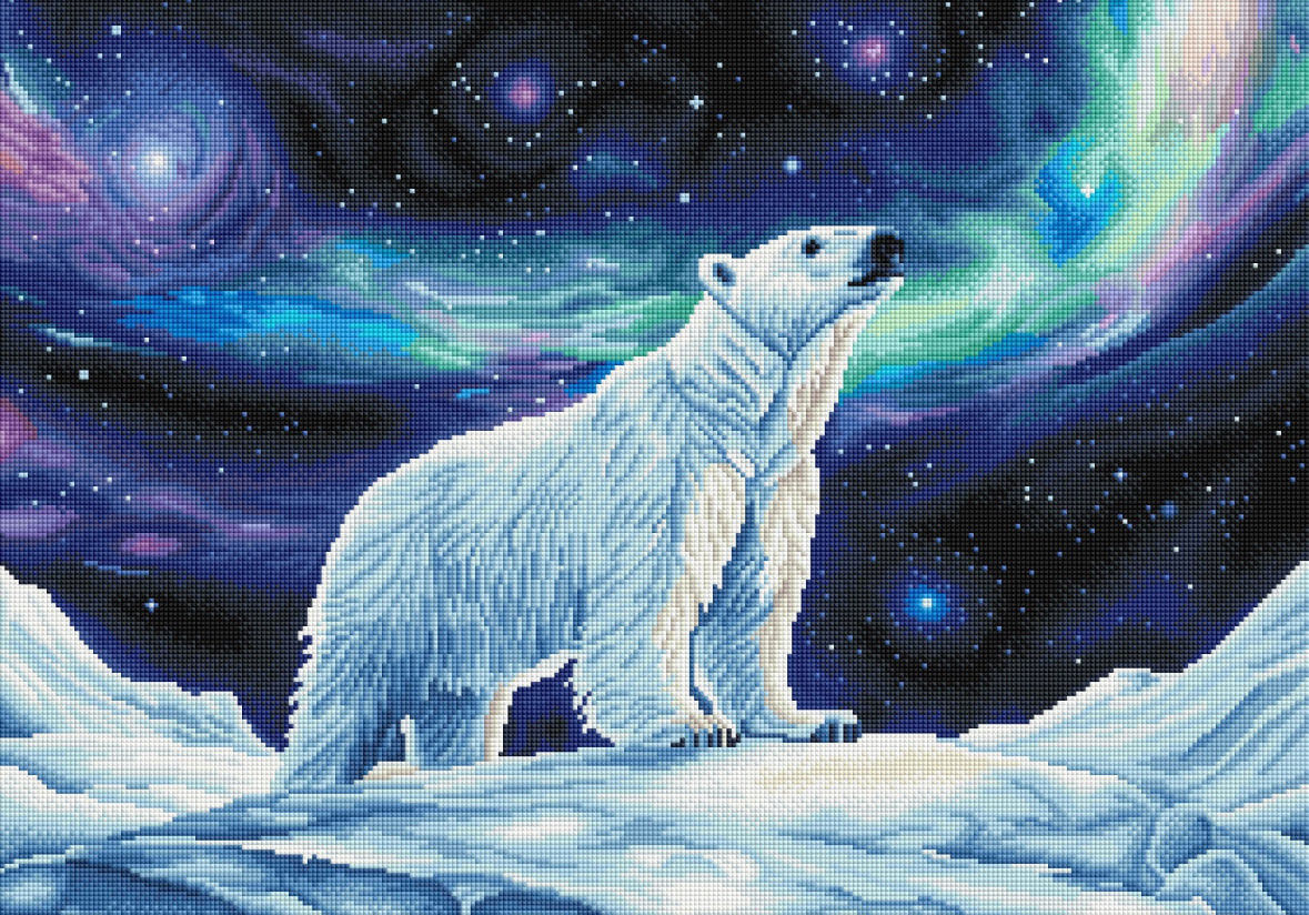 Diamond Painting Bild "Eisbär im Polarlicht" von AI-Artist Sandrietta_ai (inkl. Feenstaub) 50x70cm TSS-594