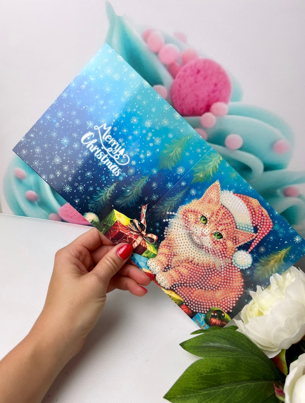 Diamond Painting Grußkarten XMAS "Welpen & Kittys" 8er Set (K25)