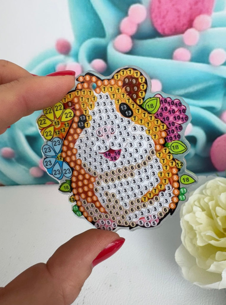 Diamond Painting Schlüsselanhänger "Meerschweinchen" 8 Stück Anhänger (AH006)