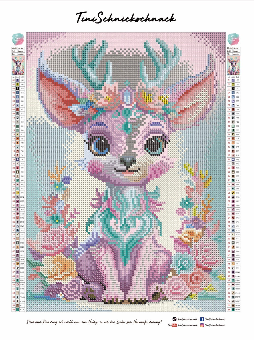 Diamond Painting Bild "Frühlingsreh" von TiniSchnickschnack (inkl. Feenstaub) 25x35cm TSS-733