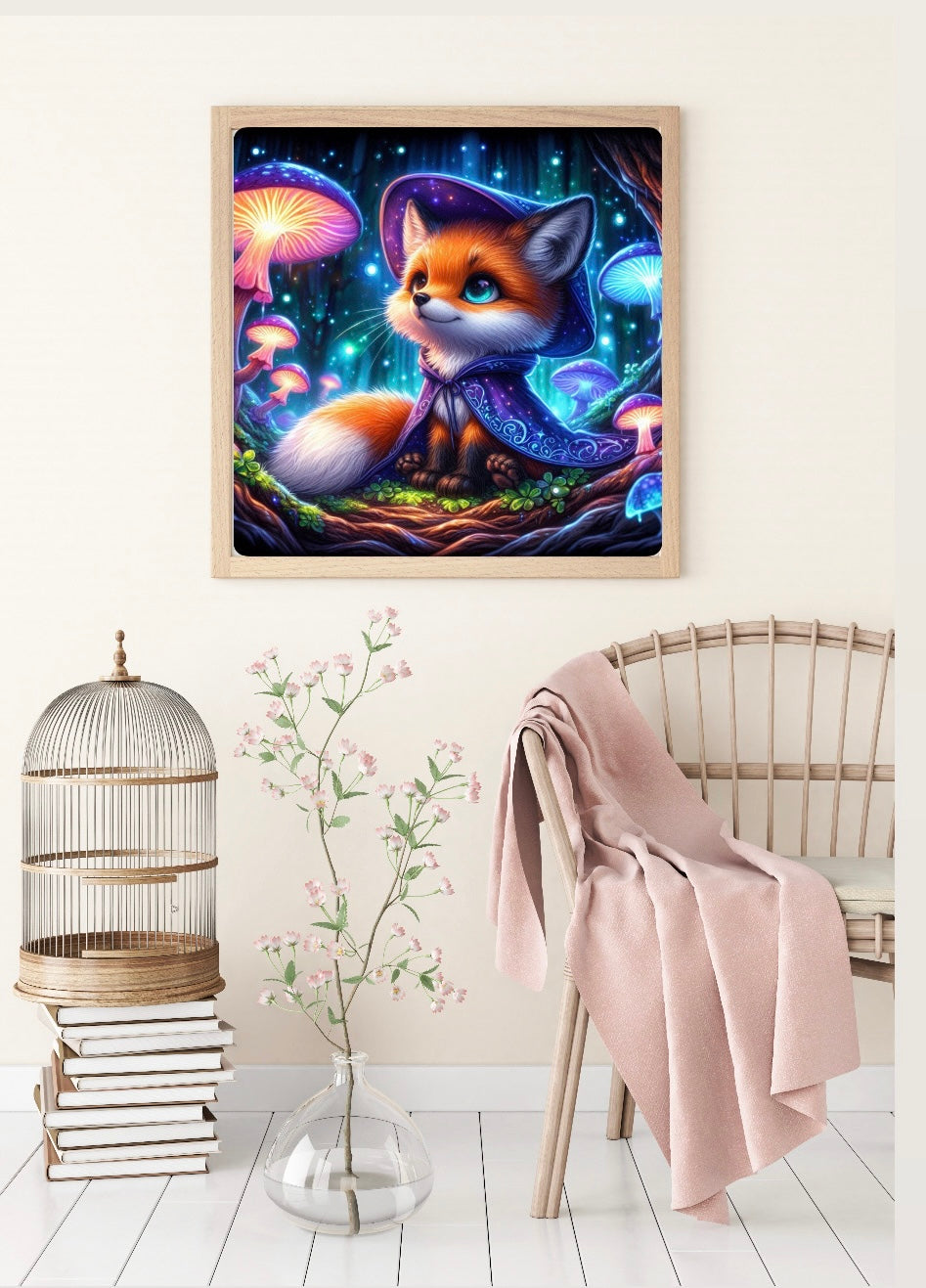 Diamond Painting Bild „Fuchs Findus" von AI-Artist Sandrietta.ai 50x50cm (Full Strass) TSS-818