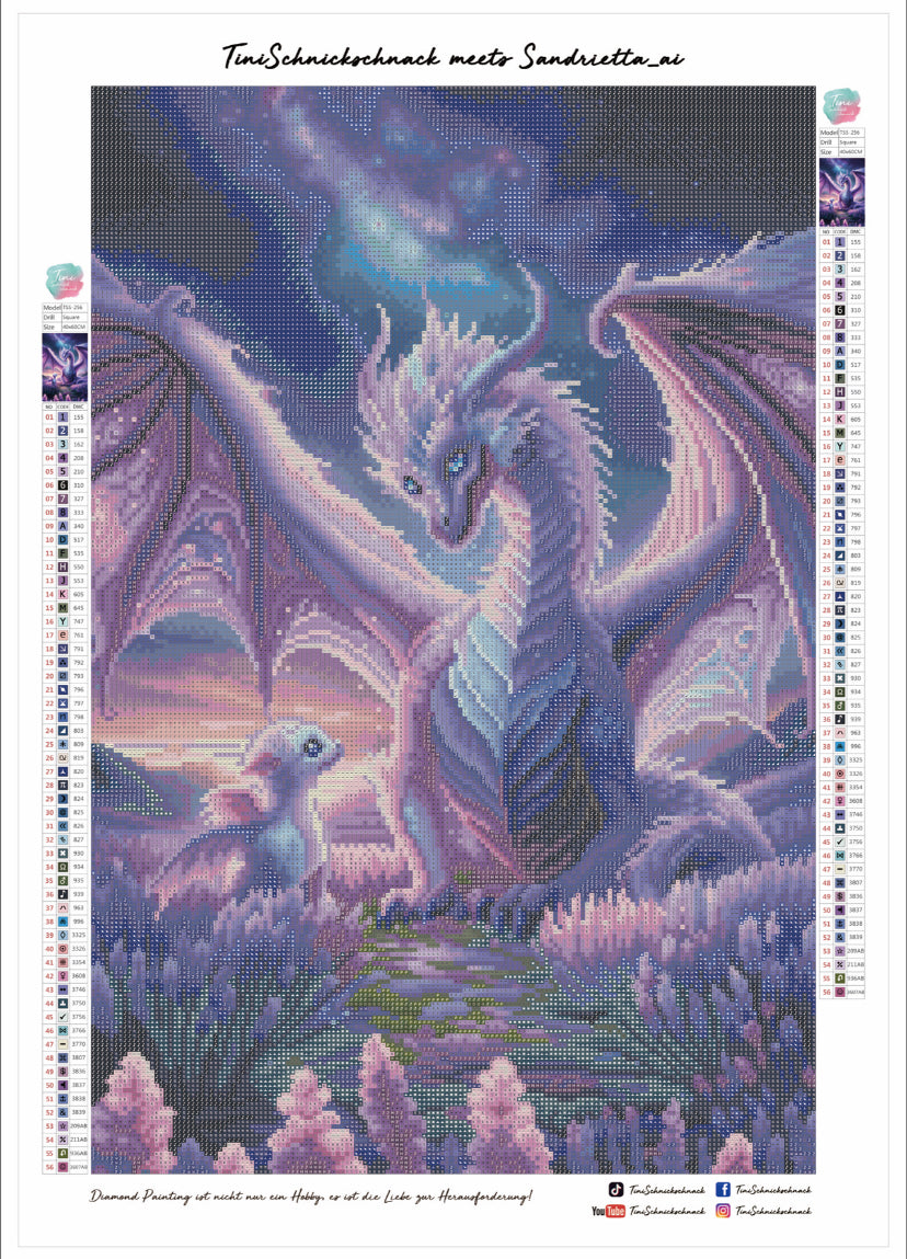 *VORVERKAUF! Diamond Painting Bild Drachen "Strong Love" von AI-Artist Sandrietta_ai 40x60cm (inkl. AB Steinen)