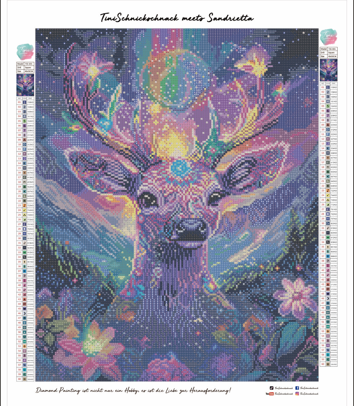 Diamond Painting Bild "Galaxie Deer" von AI-Artist Sandrietta_ai 40x50cm (Feenstaub Special) TSS-655