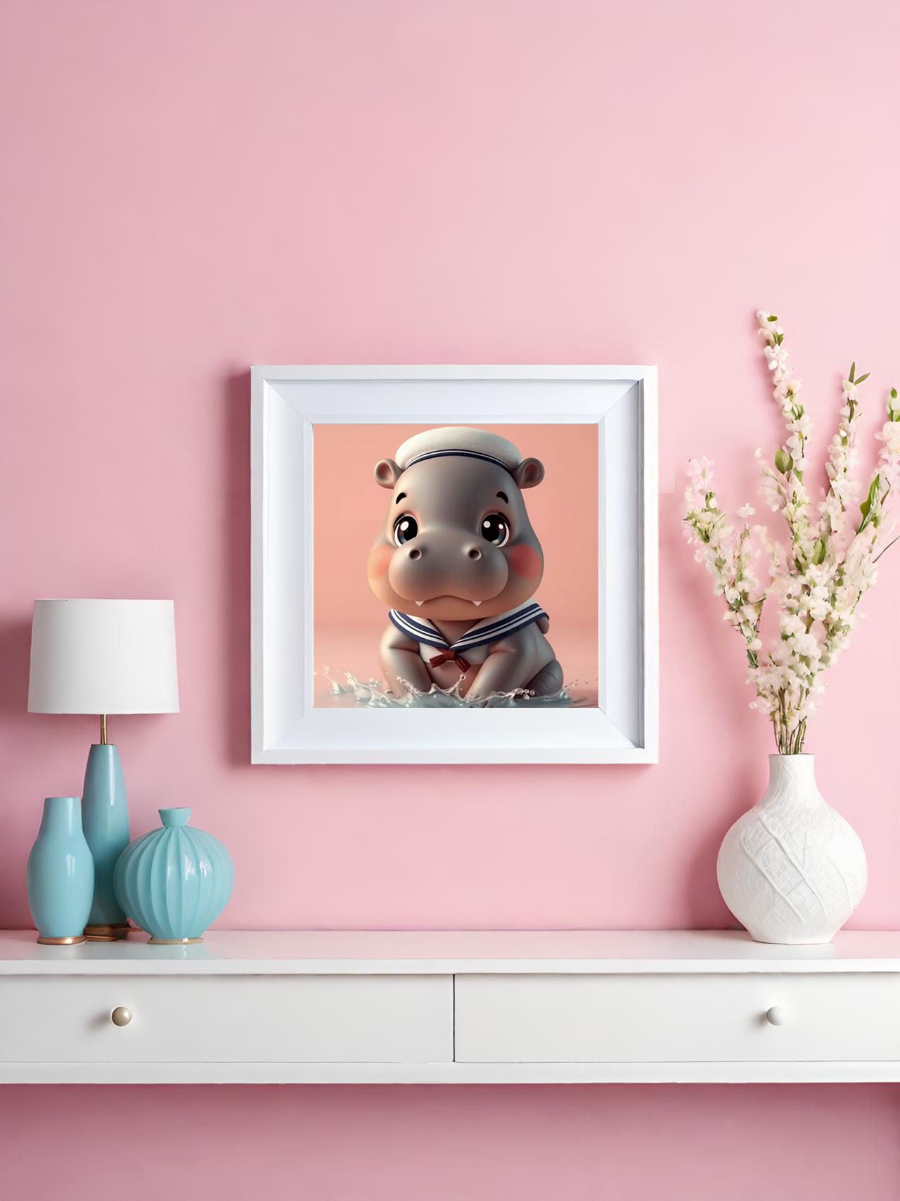 Diamond Painting Mini-Bild "Nilpferd Momo" von TiniSchnickschnack 20x20cm (Feenstaub Special) TSS-659